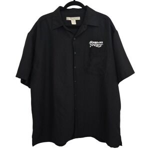 Snap on Racing Black Short Sleeve Button Shirt XL Destinations American Identity